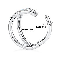 16G Daith Earrings Hoop Earrings Silver Nose Hoops Double Open Stack 16 Gauge Septum Hoop Czopal Seamless Septum Clicker 10Mm S