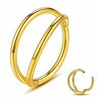 Yrogcu 16G 8Mm Gold Nose Rings Lip Septum Clicker Double Open Stack Conch Daith Piercing Jewelry Cartilage Earring Hoop Surgic