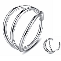 Yrogcu 16G 10Mm Silver Nose Rings Lip Septum Clicker Triple Open Stack Conch Daith Piercing Jewelry Cartilage Earring Hoop Sur