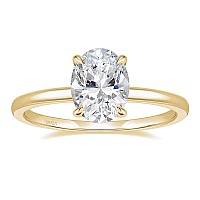 Eamti 3Ct 925 Sterling Silver Gold Engagement Rings Oval Cut Solitaire Cubic Zirconia Cz Wedding Promise Rings For Her Wedding B