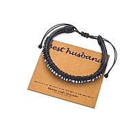 Urstar Mens Bracelet Gifts For Him Black Leather Bracelets For Men Best Husband Morse Code Bracelets Gifts For Men Inspirationa