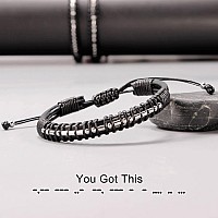 Btysun Inspirational Gifts For Men Girls Morse Code Bracelets For Women Teenage Adjustable Leather Bracelets Graduation Secret M