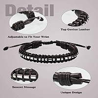 Btysun Inspirational Gifts For Men Girls Morse Code Bracelets For Women Teenage Adjustable Leather Bracelets Graduation Secret M