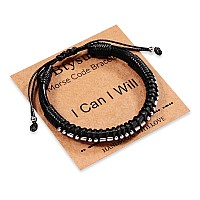 Btysun Morse Code Bracelets For Men Women I Can I Will Inspirational Gifts For Him Her Braided Leather Handmade Motivational Jew