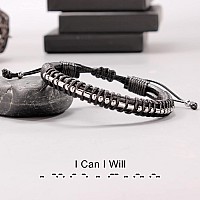 Btysun Morse Code Bracelets For Men Women I Can I Will Inspirational Gifts For Him Her Braided Leather Handmade Motivational Jew