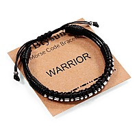 Gifts For Him Inspirational Bracelets For Women Cancer Gifts Morse Code Bracelets For Men Braided Leather Adjustable Bangle Birt