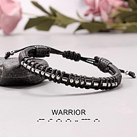 Gifts For Him Inspirational Bracelets For Women Cancer Gifts Morse Code Bracelets For Men Braided Leather Adjustable Bangle Birt