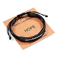 Btysun Inspirational Cuff Motivational Gifts For Women Morse Code Bracelets Cancer Gifts For Men Adjustable Leather Braided 50Th