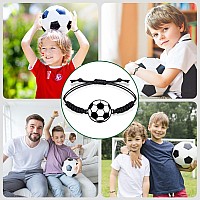 Lorfancy 24Pcs Soccer Bracelets Girls Boys Soccer Party Favors Gifts Adjustable Charm Bracelet Women Men Teens Woven Cord Bracel