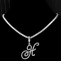 Ptjdsmf Cursive Silver Initial Pendant Necklaces Alphabet Pendant Miami Cuban Link Chain Necklace For Women Hip Hop Iced Out Let