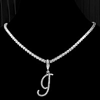 Ptjdsmf Cursive Silver Initial Pendant Necklaces Alphabet Pendant Miami Cuban Link Chain Necklace For Women Hip Hop Iced Out Let