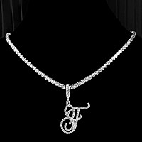 Ptjdsmf Cursive Silver Initial Pendant Necklaces Alphabet Pendant Miami Cuban Link Chain Necklace For Women Hip Hop Iced Out Let