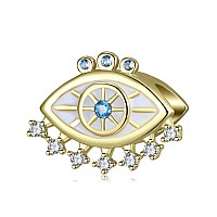 Aiegnos Evil Eye Charms 925 Sterling Silver Gold Evil Eye Beads Hamsa Hand Charm For Bracelet Necklace For Women Mother Daughter