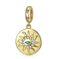 Aiegnos Evil Eye Charms 925 Sterling Silver Gold Evil Eye Beads Hamsa Hand Charm For Bracelet Necklace For Women Mother Daughter