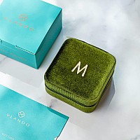 Vlando Velvet Travel Jewelry Case M Initial Letter Travel Jewelry Box For Women Girls Small Jewelry Organizer Box With Mirror