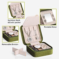 Vlando Velvet Travel Jewelry Case M Initial Letter Travel Jewelry Box For Women Girls Small Jewelry Organizer Box With Mirror