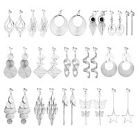 Newitin 16 Pairs Clip On Earrings For Women Drop Earrings Multiple Cute Earrings Charming Fashion Earrings Non Piercing Clip On