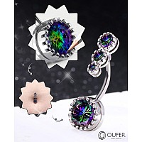 Oufer 14G Belly Button Rings 316L Surgical Steel Navel Piercing Jewelry Clear Cz Navel Rings Belly Rings Belly Piercing