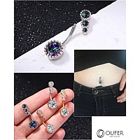 Oufer 14G Belly Button Rings 316L Surgical Steel Navel Piercing Jewelry Clear Cz Navel Rings Belly Rings Belly Piercing