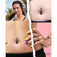 Oufer 14G Belly Button Rings 316L Surgical Steel Navel Piercing Jewelry Clear Cz Navel Rings Belly Rings Belly Piercing