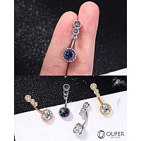 Oufer 14G Belly Button Rings 316L Surgical Steel Navel Piercing Jewelry Clear Cz Navel Rings Belly Rings Belly Piercing