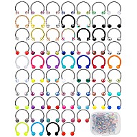 Onesing 65 Pcs Septum Rings 16G Septum Rings For Women Septum Piercing Jewelry Horseshoe Nose Hoop Rings Lip Tragus Cartilage E