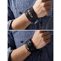 Hicarer 6 Pcs Spiked Studded Bracelets Punk Leather Rivets Bracelet Cuff For Men Women Halloween Accessoriesretro Style