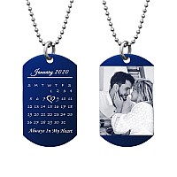 Personalized Necklace Photo Custom Date Name Message Love Note Laser Engraved Stainless Steel Ball Chain Cherish Memories To Kee