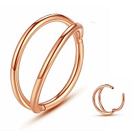 Yrogcu Nose Ring Lip Rings Septumclickerdouble Ring Open Stacked Rose Gold Ring 18G 10Mm 316L Surgical Steel Sleeper Earring H