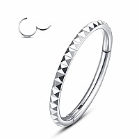 Yrogcu 20G08Mm 8Mm Silver Seamless Nosering Conchring Earringcartilage Helixdaithrooktragus Ringoutside Cz Paved Hinge