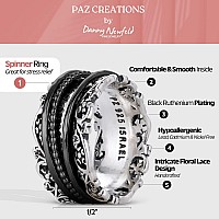 Paz Creations Artisan 925 Sterling Silver Spinner Ring For Women Handcrafted Vintage Style Statement Jewelry Band With Fidget