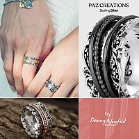 Paz Creations Artisan 925 Sterling Silver Spinner Ring For Women Handcrafted Vintage Style Statement Jewelry Band With Fidget