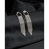 Badgley Mischka Womens Earrings Elegant Crystal Chandelier Drop Dangle Earrings Post Closure Size One Size Teardrop Post