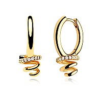 Myears Women Spiral Earrings Gold Huggie Hoop Helix Diamond Cubic Zirconia 14K Gold Filled Small Simple Handmade Hypoallergenic