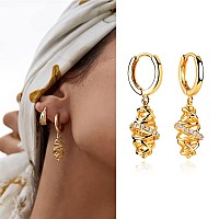 Myears Women Geometric Earrings Gold Huggie Hoop Open Karma Circle Ring Diamond Cubic Zirconia Dangle Drop 14K Gold Filled Small