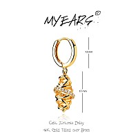 Myears Women Geometric Earrings Gold Huggie Hoop Open Karma Circle Ring Diamond Cubic Zirconia Dangle Drop 14K Gold Filled Small