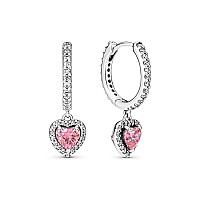 Pandora Sparkling Halo Heart Hoop Earrings Elegant Earrings For Women Great Gift Made With Sterling Silver Cubic Zirconi