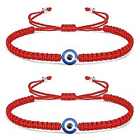 Vibilia 2 Pcs Evil Eye Bracelets For Women Men Handmade Braided Kabbalah Good Luck Red String Bracelet Rope Cord Thread Adjustab