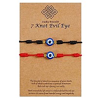 Vibilia 2 Pcs Evil Eye Bracelets 7 Knot Lucky Bracelet Adjustable Red String Amulet For Women Men Teen Boys Girls Red Black