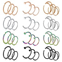 Fectas Nose Rings Hoop Nose Ring Surgical Steel 20G Gauge 8Mm 10Mm 12Mm Piercing Hoops Jewelry 36Pcs