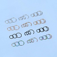 Fectas Nose Rings Hoop Nose Ring Surgical Steel 20G Gauge 8Mm 10Mm 12Mm Piercing Hoops Jewelry 36Pcs