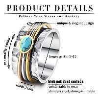 Magitaco Stainless Steel Spinner Rings Turquoise Fidget Band Rings Moon Star Flower Butterfly Anxiety Rings For Women Men