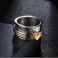 Magitaco Stainless Steel Spinner Rings Heart Fidget Band Rings Moon Star Flower Butterfly Anxiety Rings For Women Men