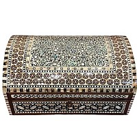 Wood Jewelry Box Inlaid Mother Of Pearl Egyptian Handmade 11 X 72 X 52 Inch M08