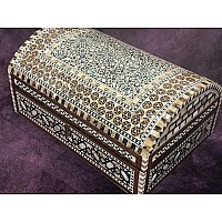 Wood Jewelry Box Inlaid Mother Of Pearl Egyptian Handmade 11 X 72 X 52 Inch M08