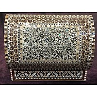 Wood Jewelry Box Inlaid Mother Of Pearl Egyptian Handmade 11 X 72 X 52 Inch M08