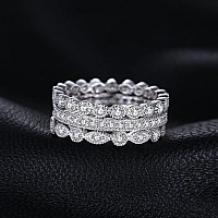 Jewelrypalace 925 Sterling Silver Wedding Bands Cubic Zirconia Stackable Eternity Ring 06 Carat 25Mm 14K Gold Plated Promise R