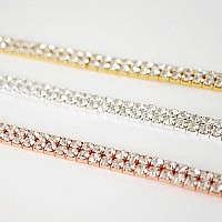 Luxval Tennis Necklace 14K Rose Gold Rhinestone Choker Necklaces For Women Dainty Zirconia Cut Faux Diamond Chain 6Mm Width 13In