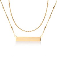 Pavoi 14K Gold Plated Dainty Layering Necklaces For Women Snake Chain Curb Link Paperclip Layered Chains Horizontal Bar Ye