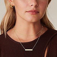 Pavoi 14K Gold Plated Dainty Layering Necklaces For Women Snake Chain Curb Link Paperclip Layered Chains Horizontal Bar Ye